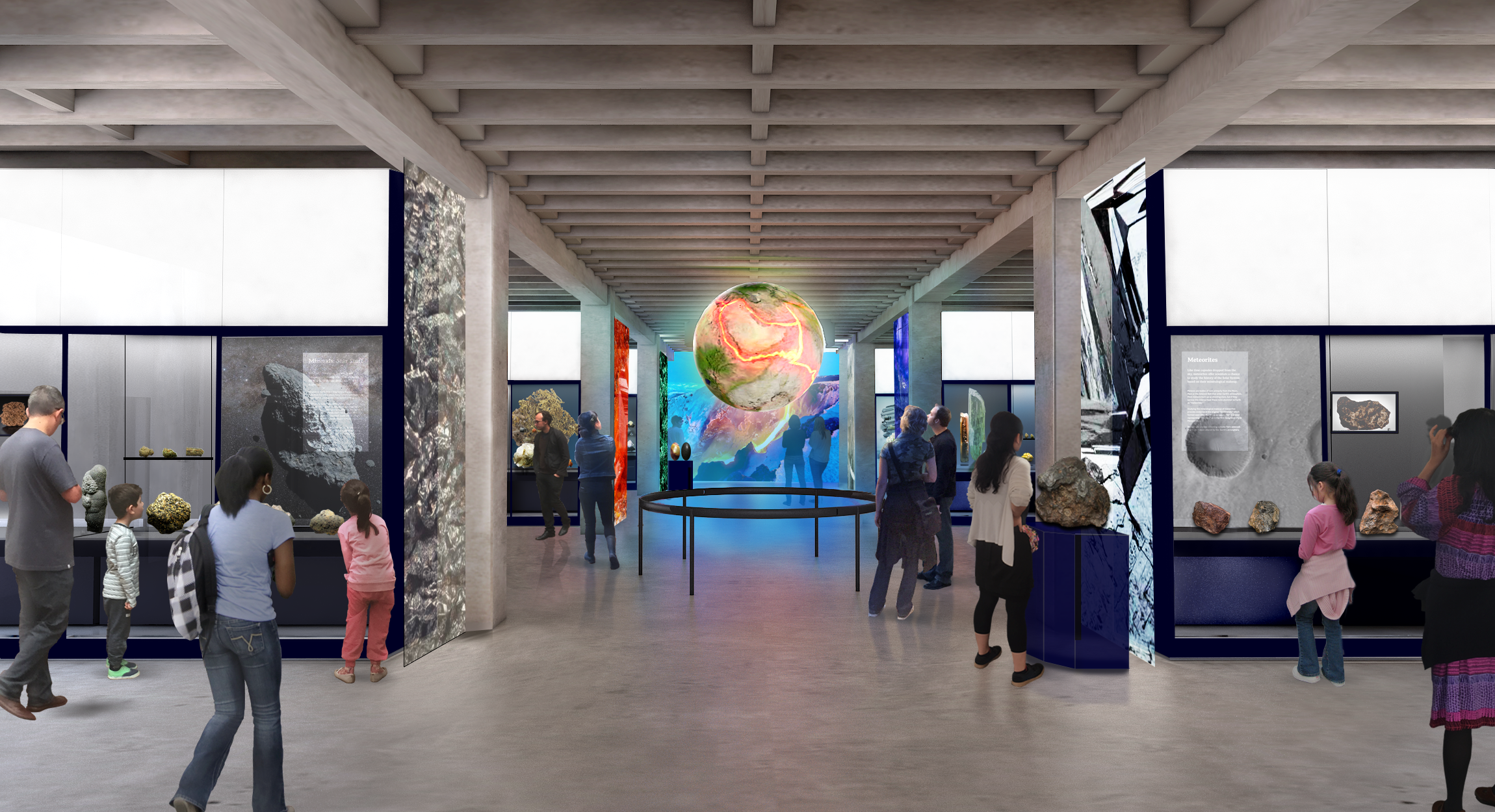 Rendering of Mineral Evolution Gallery Mineral Evolution Gallery in Museum (Rendering)