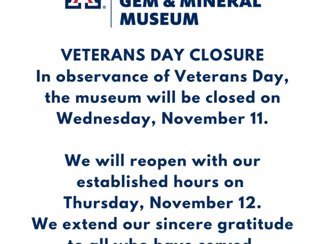 The museum will be closed on Wednesday November 11 in observance of Veterans Day.