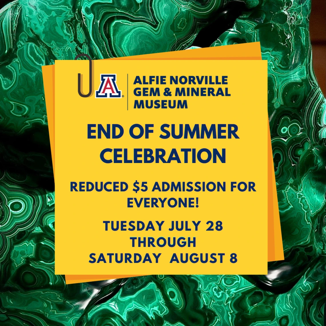 Reduced Admission $5 per guest: Tuesday, July 28 – Saturday, August 8