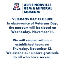 The museum will be closed on Wednesday November 11 in observance of Veterans Day.
